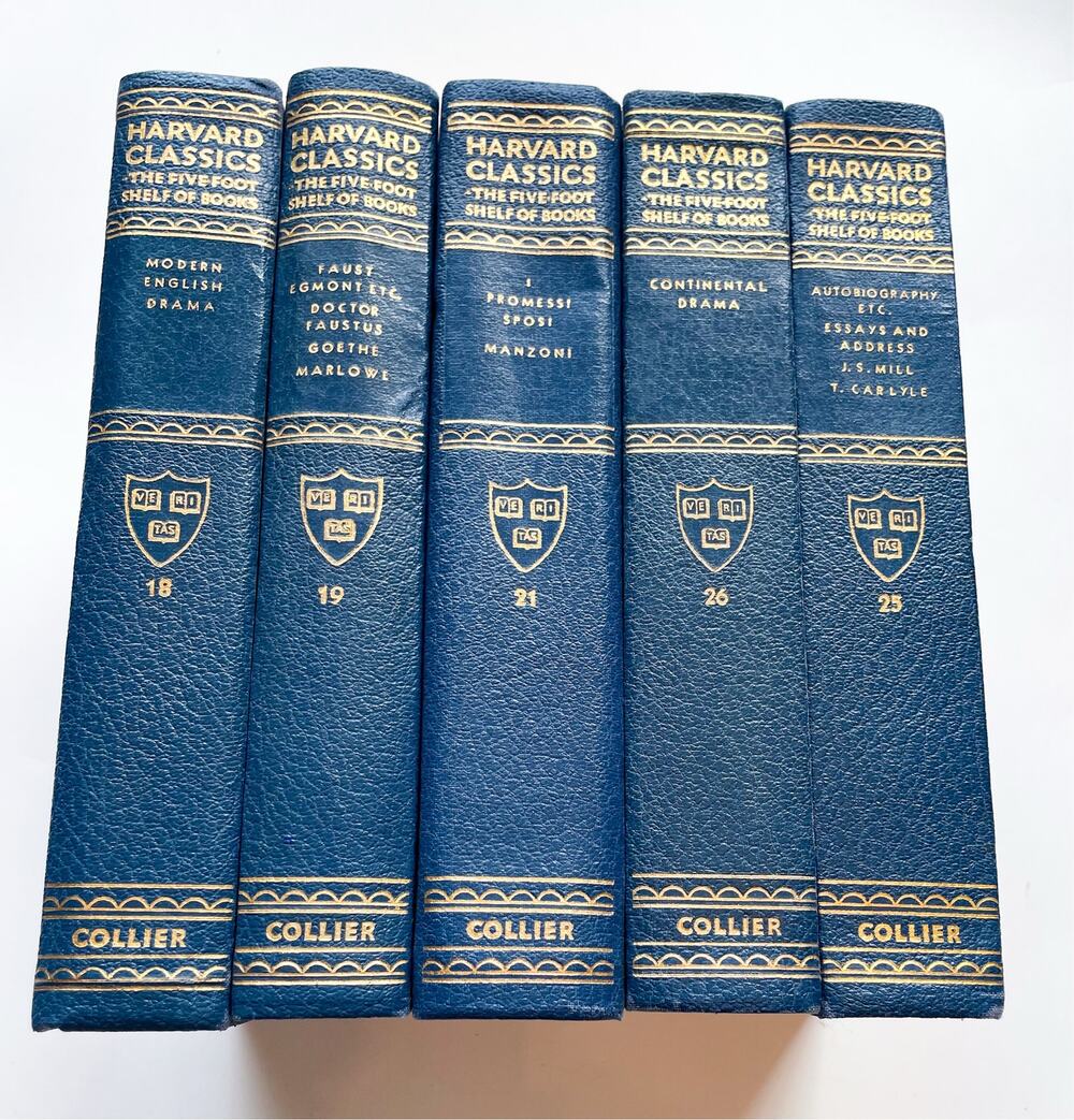 Set of 5 Harvard Classics Five Foot Shelf Vol. 18, 19, 21, 25, 26 Old Books